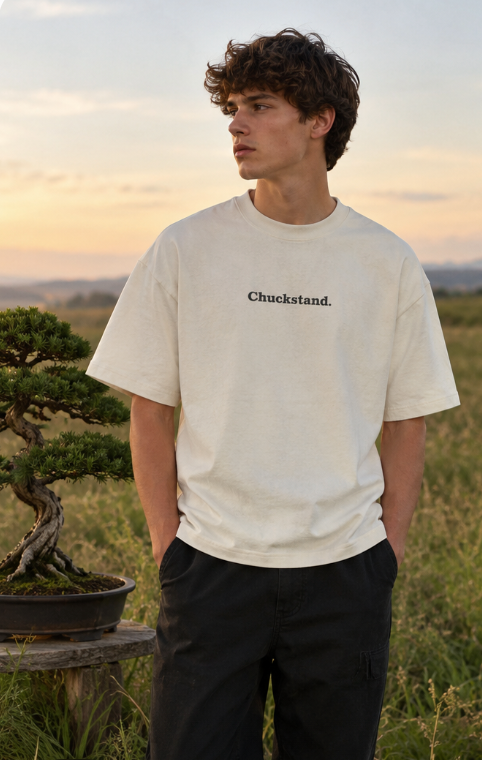 Boxy Embroidered Chuckstand Design.
